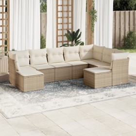 Set de sofás de jardín 9 pzas con cojines ratán sintético beige en Conjuntos de jardín | Comprar online en Foru.es