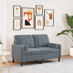 Sofá de 2 plazas con cojines terciopelo gris oscuro 120 cm de , Sofás - Ref: Foro24-3278210, Precio: 215,09 €, Descuento: %