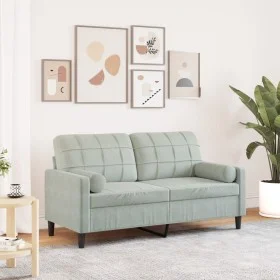 Sofá de 2 plazas con cojines terciopelo gris claro 140 cm de , Sofás - Ref: Foro24-3278219, Precio: 220,96 €, Descuento: %