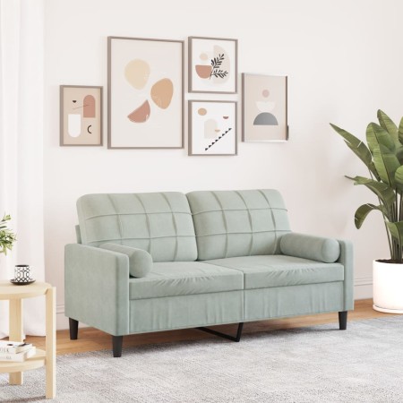 Sofá de 2 plazas con cojines terciopelo gris claro 140 cm de , Sofás - Ref: Foro24-3278219, Precio: 205,76 €, Descuento: %