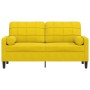 Sofá de 2 plazas con cojines terciopelo amarillo 140 cm de , Sofás - Ref: Foro24-3278225, Precio: 258,02 €, Descuento: %