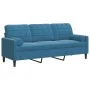Sofá de 3 plazas con cojines terciopelo azul 180 cm de , Sofás - Ref: Foro24-3278238, Precio: 347,85 €, Descuento: %