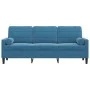 Sofá de 3 plazas con cojines terciopelo azul 180 cm de , Sofás - Ref: Foro24-3278238, Precio: 347,85 €, Descuento: %