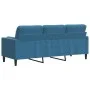 Sofá de 3 plazas con cojines terciopelo azul 180 cm de , Sofás - Ref: Foro24-3278238, Precio: 347,85 €, Descuento: %