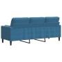 Sofá de 3 plazas con cojines terciopelo azul 180 cm de , Sofás - Ref: Foro24-3278238, Precio: 353,43 €, Descuento: %