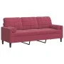 Dreisitzer-Sofa mit roten Samtkissen, 180 cm. von , Sofas - Ref: Foro24-3278233, Preis: 277,78 €, Rabatt: %