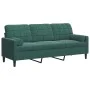 Sofá de 3 plazas con cojines terciopelo verde oscuro 180 cm de , Sofás - Ref: Foro24-3278231, Precio: 334,06 €, Descuento: %