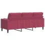 Dreisitzer-Sofa mit roten Samtkissen, 180 cm. von , Sofas - Ref: Foro24-3278233, Preis: 277,78 €, Rabatt: %