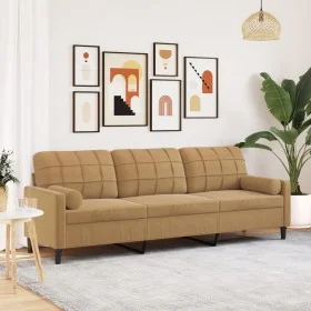 Sofá de 3 plazas con cojines terciopelo marrón 210 cm de , Sofás - Ref: Foro24-3278246, Precio: 305,09 €, Descuento: %