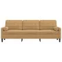 Sofá de 3 plazas con cojines terciopelo marrón 210 cm de , Sofás - Ref: Foro24-3278246, Precio: 305,09 €, Descuento: %
