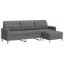Sofá de 3 plazas con taburete de tela gris oscuro 210 cm de , Sofás - Ref: Foro24-3278250, Precio: 347,81 €, Descuento: %