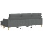 Sofá de 3 plazas con taburete de tela gris oscuro 210 cm de , Sofás - Ref: Foro24-3278250, Precio: 347,81 €, Descuento: %
