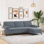Sofá de 3 plazas con taburete de terciopelo gris oscuro 210 cm de , Sofás - Ref: Foro24-3278278, Precio: 328,19 €, Descuento: %