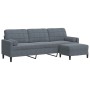 Sofá de 3 plazas con taburete de terciopelo gris oscuro 210 cm de , Sofás - Ref: Foro24-3278278, Precio: 311,61 €, Descuento: %