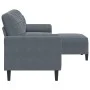 Sofá de 3 plazas con taburete de terciopelo gris oscuro 210 cm de , Sofás - Ref: Foro24-3278278, Precio: 328,19 €, Descuento: %