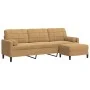 Sofá de 3 plazas con taburete de terciopelo marrón 210 cm de , Sofás - Ref: Foro24-3278284, Precio: 335,24 €, Descuento: %