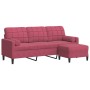 Sofá de 3 plazas con taburete de terciopelo rojo tinto 180 cm de , Sofás - Ref: Foro24-3278271, Precio: 301,24 €, Descuento: %