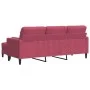 Sofá de 3 plazas con taburete de terciopelo rojo tinto 180 cm de , Sofás - Ref: Foro24-3278271, Precio: 295,83 €, Descuento: %