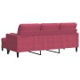 Sofá de 3 plazas con taburete de terciopelo rojo tinto 180 cm de , Sofás - Ref: Foro24-3278271, Precio: 301,24 €, Descuento: %