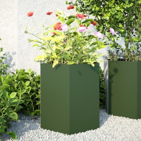 Jardineras hexagonales 2 uds acero verde oliva 46x40x45 cm de , Maceteros y jardineras - Ref: Foro24-851115, Precio: 71,97 €,...