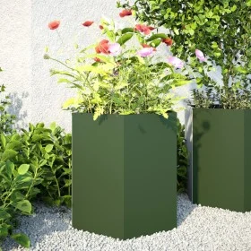 Jardineras hexagonales 2 uds acero verde oliva 46x40x45 cm de , Maceteros y jardineras - Ref: Foro24-851115, Precio: 69,95 €,...