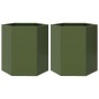 Jardineras hexagonales 2 uds acero verde oliva 46x40x45 cm de , Maceteros y jardineras - Ref: Foro24-851115, Precio: 71,97 €,...