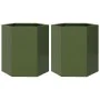 Jardineras hexagonales 2 uds acero verde oliva 46x40x45 cm de , Maceteros y jardineras - Ref: Foro24-851115, Precio: 69,95 €,...