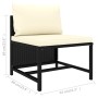 Set de sofás de jardín 5 pzas y cojines ratán sintético negro de vidaXL, Sofás modulares de exterior - Ref: Foro24-313517, Pr...