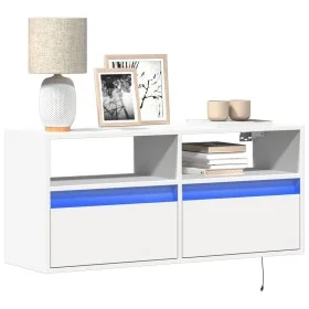 Mueble de TV de pared con luces LED blanco 100x31x45 cm de , Muebles TV - Ref: Foro24-852334, Precio: 68,91 €, Descuento: %