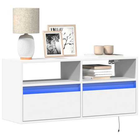 Mueble de TV de pared con luces LED blanco 100x31x45 cm de , Muebles TV - Ref: Foro24-852334, Precio: 69,77 €, Descuento: %