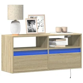 Wall-mounted TV unit with LED lights Sonoma oak 100x31x45 cm by , TV Furniture - Ref: Foro24-852336, Price: 66,57 €, Discount: %