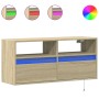 Mueble de TV de pared con luces LED roble Sonoma 100x31x45 cm de , Muebles TV - Ref: Foro24-852336, Precio: 67,41 €, Descuent...