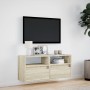 Mueble de TV de pared con luces LED roble Sonoma 100x31x45 cm de , Muebles TV - Ref: Foro24-852336, Precio: 67,41 €, Descuent...
