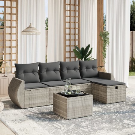 Set de sofás de jardín 6 pzas y cojines ratán sintético gris de , Conjuntos de jardín - Ref: Foro24-3264098, Precio: 380,56 €...