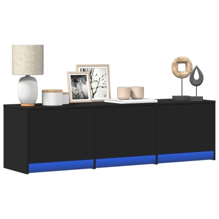 Mueble de TV con LED madera de ingeniería negro 140x34x40 cm de , Muebles TV - Ref: Foro24-852244, Precio: 108,79 €, Descuent...