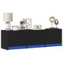 Mueble de TV con LED madera de ingeniería negro 140x34x40 cm de , Muebles TV - Ref: Foro24-852244, Precio: 108,79 €, Descuent...