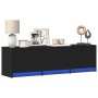 Mueble de TV con LED madera de ingeniería negro 140x34x40 cm de , Muebles TV - Ref: Foro24-852244, Precio: 103,48 €, Descuent...