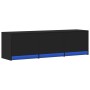 Mueble de TV con LED madera de ingeniería negro 140x34x40 cm de , Muebles TV - Ref: Foro24-852244, Precio: 103,48 €, Descuent...