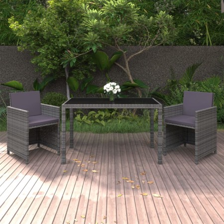Set comedor para jardín 3 pzas y cojines ratán sintético gris de , Conjuntos de jardín - Ref: Foro24-3095490, Precio: 290,84 ...