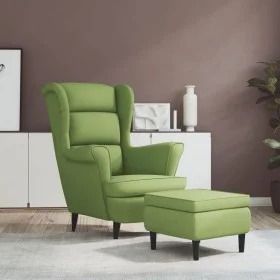 Sillón orejero y taburete de terciopelo verde claro de , Sillones - Ref: Foro24-3115934, Precio: 274,28 €, Descuento: %