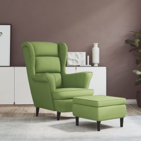 Sillón orejero y taburete de terciopelo verde claro de , Sillones - Ref: Foro24-3115934, Precio: 273,08 €, Descuento: %