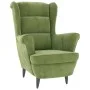 Sillón orejero y taburete de terciopelo verde claro de , Sillones - Ref: Foro24-3115934, Precio: 274,28 €, Descuento: %