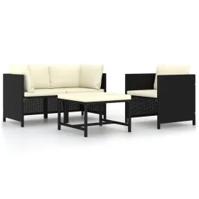 4-piece garden sofa set and black synthetic rattan cushions by vidaXL, Modular outdoor sofas - Ref: Foro24-313518, Price: 191...