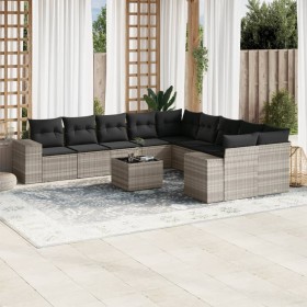 Set de sofás de jardín 11 pzas y cojines ratán sintético gris de , Conjuntos de jardín - Ref: Foro24-3223121, Precio: 771,17 ...