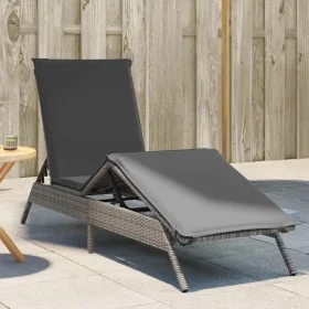 Tumbona con cojín ratán sintético con cojín gris de , Tumbonas - Ref: Foro24-4002703, Precio: 144,21 €, Descuento: %