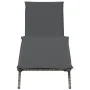 Sun lounger with synthetic rattan and grey cushion by , Loungers - Ref: Foro24-4002703, Price: 144,21 €, Discount: %