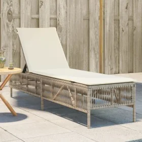 Tumbona con cojín ratán sintético beige de , Tumbonas - Ref: Foro24-4002741, Precio: 144,47 €, Descuento: %