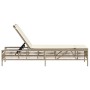 Tumbona con cojín ratán sintético beige de , Tumbonas - Ref: Foro24-4002741, Precio: 147,15 €, Descuento: %