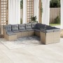 Set de sofás de jardín 11pzas con cojines ratán sintético beige en Conjuntos de jardín | Comprar online en Foru.es