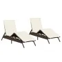 Tumbonas con cojines 2 unidades ratán sintético marrón de , Tumbonas - Ref: Foro24-3261579, Precio: 280,09 €, Descuento: %
